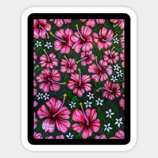 Tropical Hibiscus Flowers Sticker